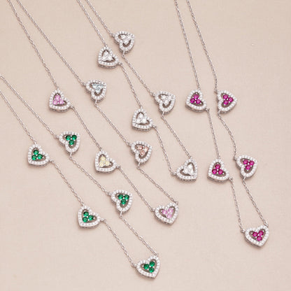 [Royal Jewelry]Sparkling Five Heart Necklace