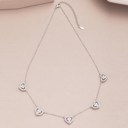 [Royal Jewelry]Sparkling Five Heart Necklace
