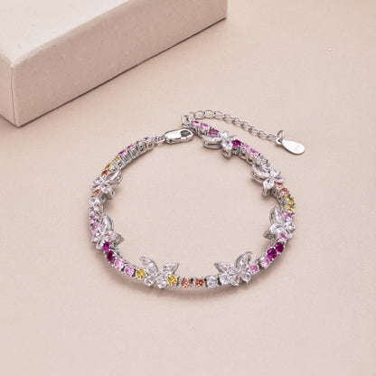 [Royal Jewelry]Ornate Colorful Butterfly Shape Round Cut Daily Bracelet