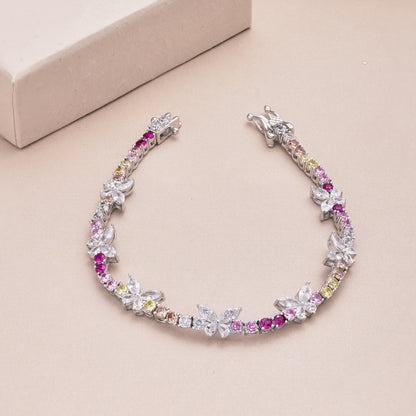 [Royal Jewelry]Ornate Colorful Butterfly Shape Round Cut Daily Bracelet