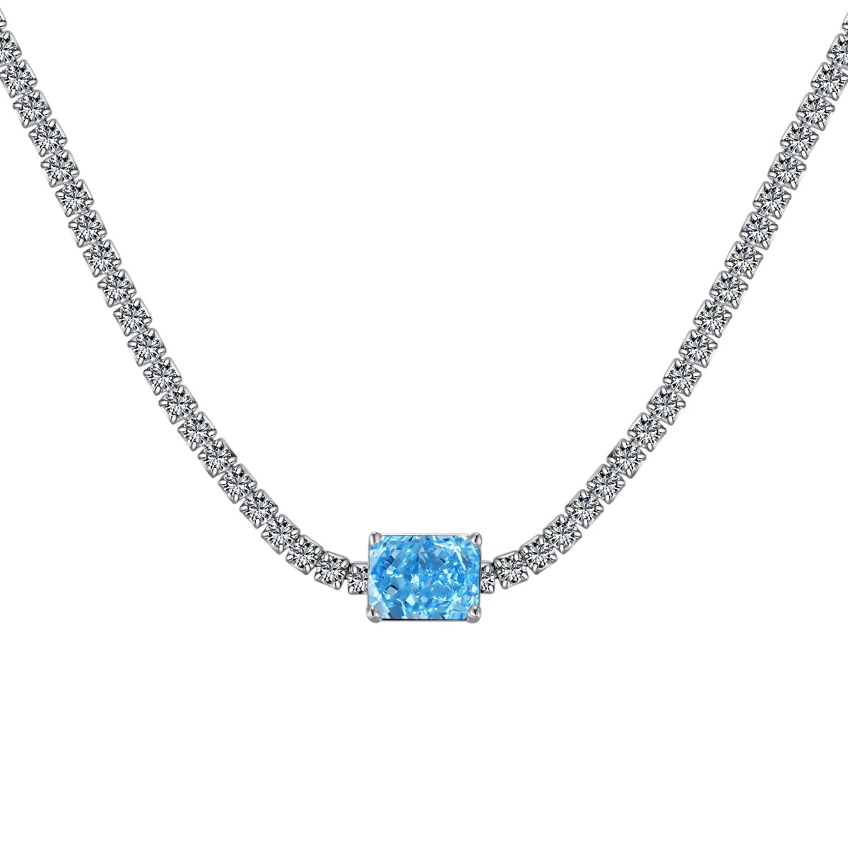 [Royal Jewelry]2.0 carat Ornate Emerald Cut Necklace