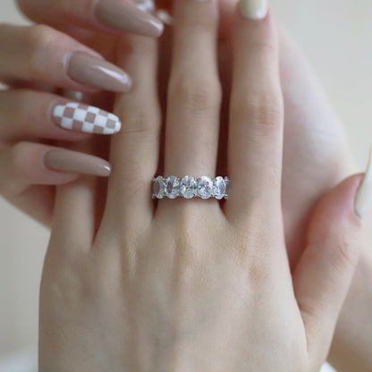 [Royal Jewelry]Dainty Elongated Cushion Cut Tennis Ring