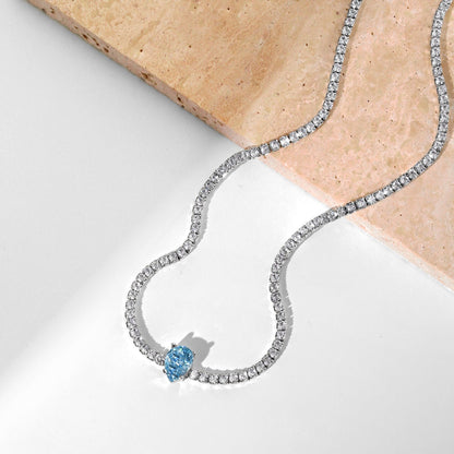 [Royal Jewelry]1.0 carat Unique Pear Cut Tennis Necklace