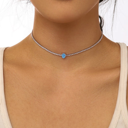 [Royal Jewelry]1.0 carat Unique Pear Cut Tennis Necklace