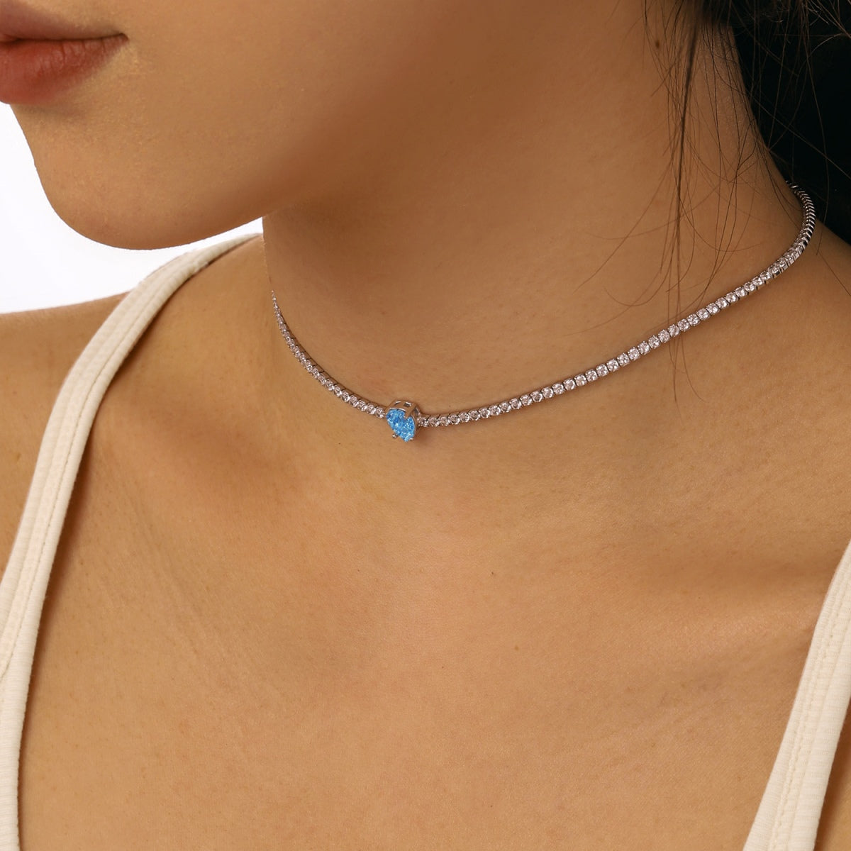 [Royal Jewelry]1.0 carat Unique Pear Cut Tennis Necklace