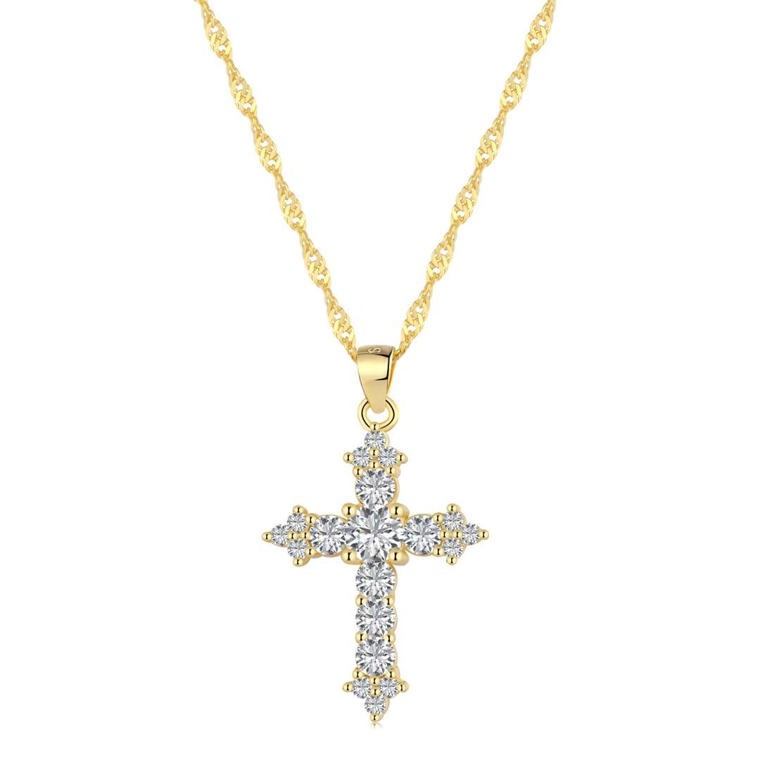 [Royal Jewelry]Delicate Cross Shape Necklace