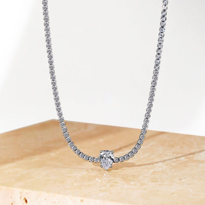 [Royal Jewelry]1.0 carat Unique Pear Cut Tennis Necklace