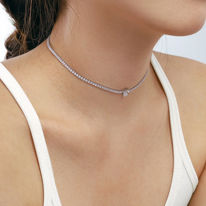 [Royal Jewelry]1.0 carat Unique Pear Cut Tennis Necklace