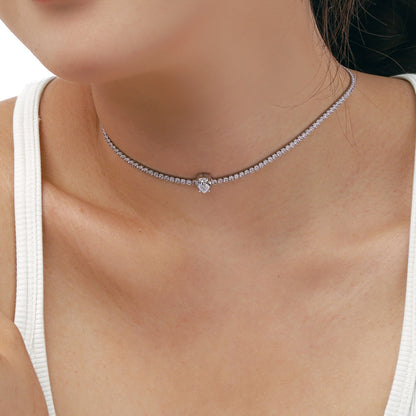 [Royal Jewelry]1.0 carat Unique Pear Cut Tennis Necklace