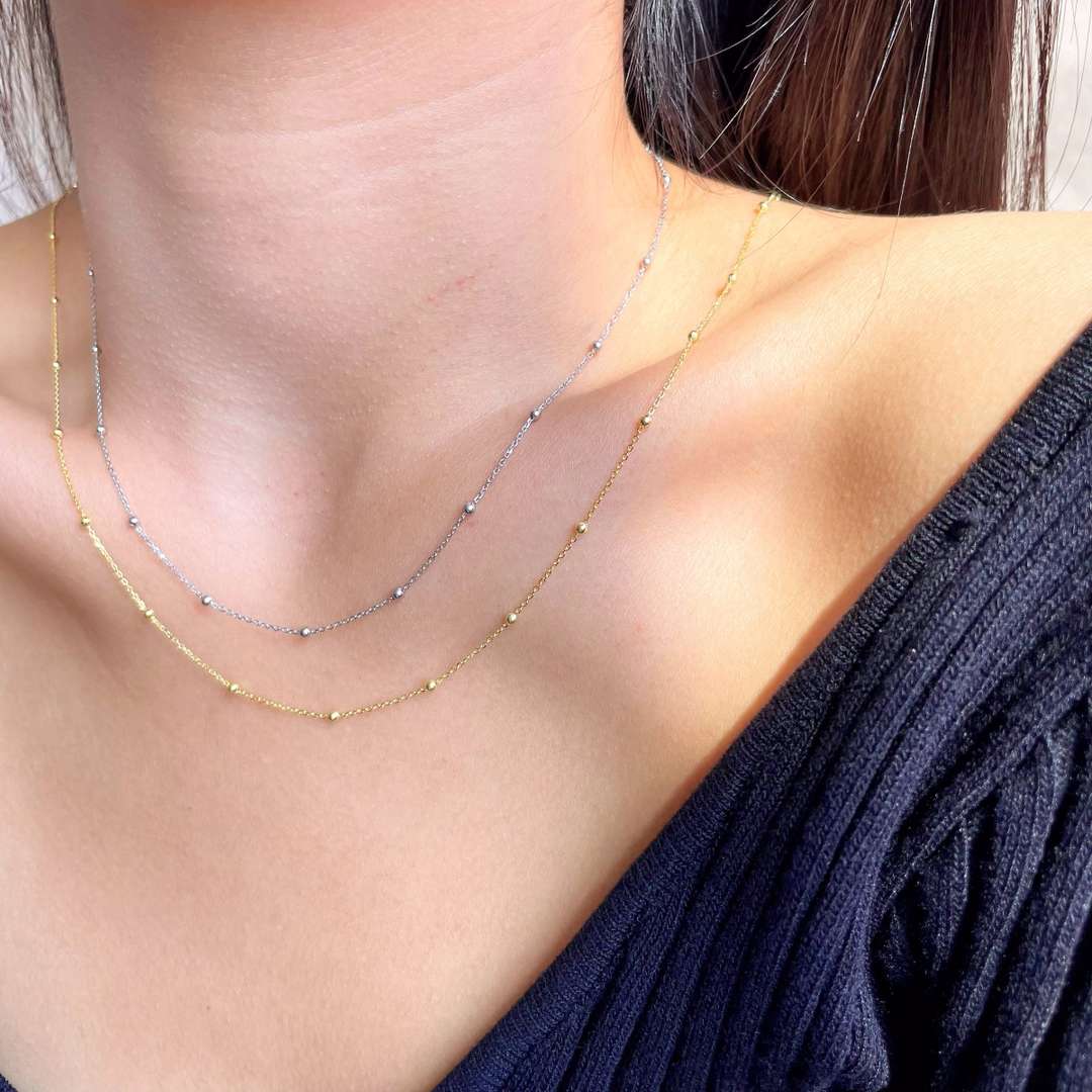 [Royal Jewelry]Small Bead Clavicle Chain Simple Necklace