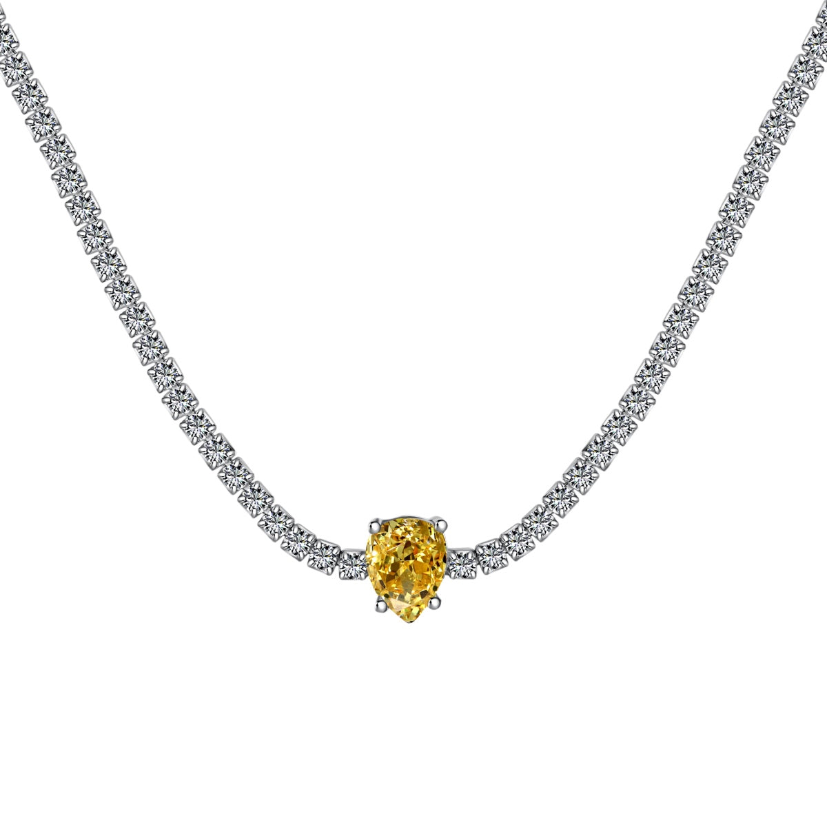 [Royal Jewelry]1.0 carat Unique Pear Cut Tennis Necklace
