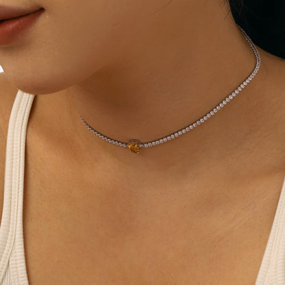[Royal Jewelry]1.0 carat Unique Pear Cut Tennis Necklace