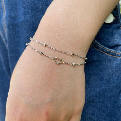 [Royal Jewelry]Dainty Double Layer Love Heart Bracelet