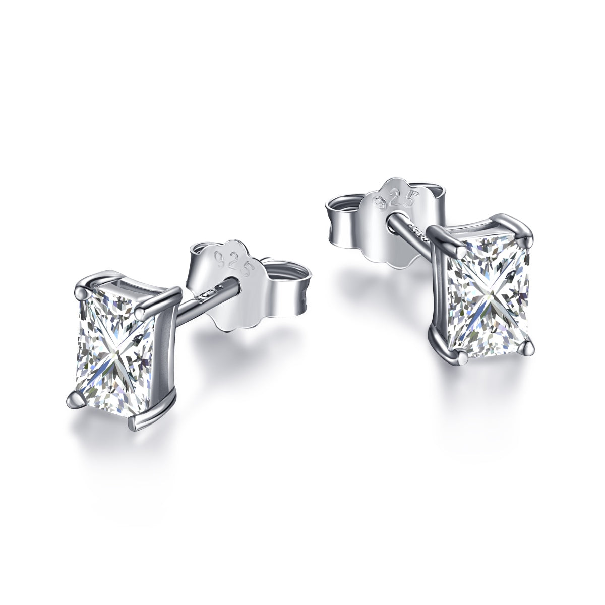 [Royal Jewelry]Stylish Shiny Rectangular Center Stone Stud Earrings