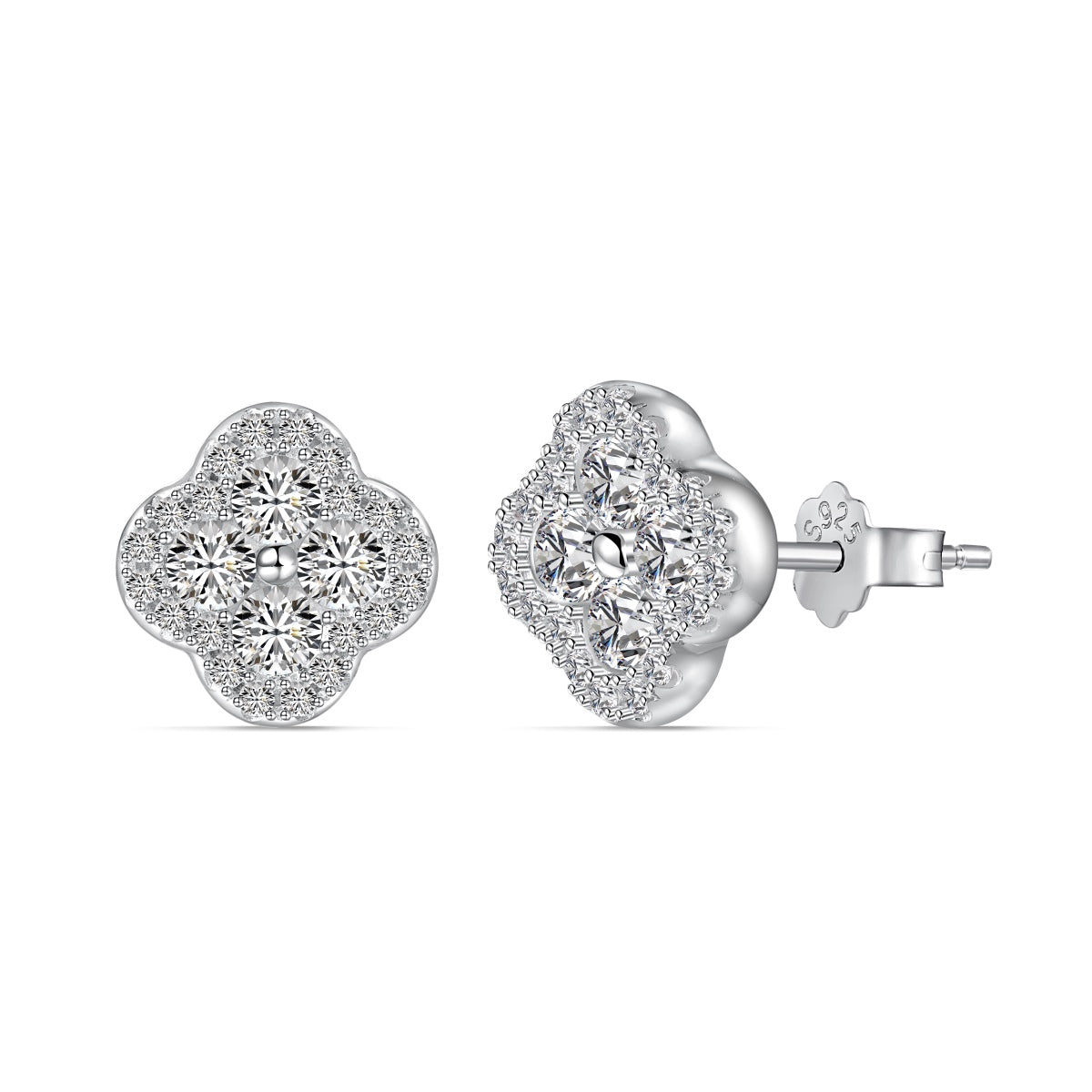 [Royal Jewelry]Four-Leaf Clover Flower Shaped Earrings