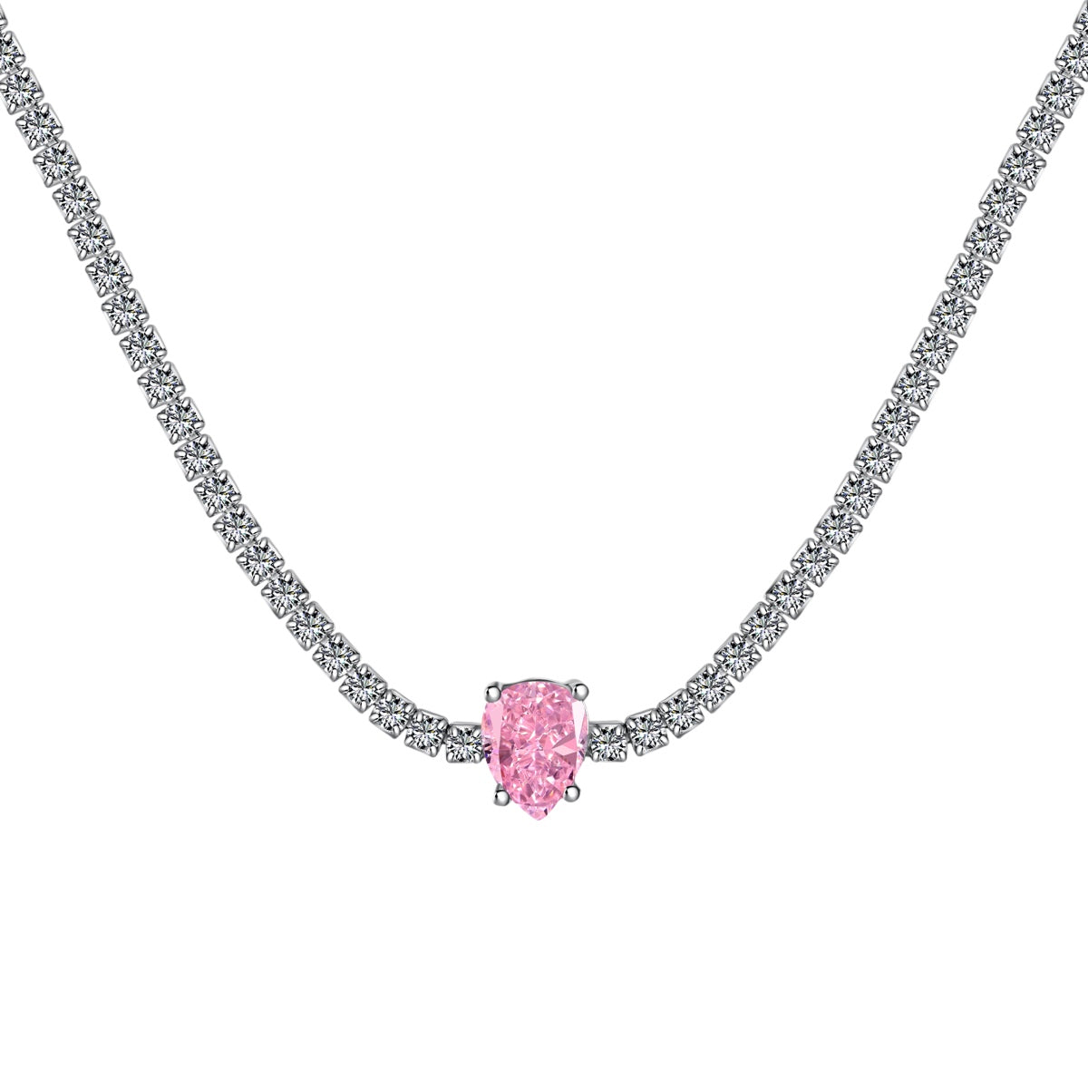 [Royal Jewelry]1.0 carat Unique Pear Cut Tennis Necklace