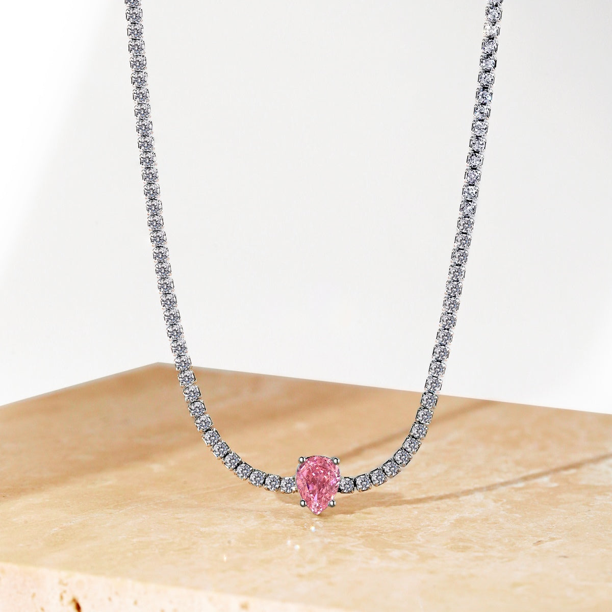 [Royal Jewelry]1.0 carat Unique Pear Cut Tennis Necklace