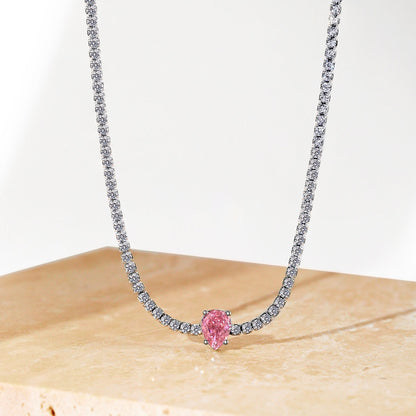 [Royal Jewelry]1.0 carat Unique Pear Cut Tennis Necklace