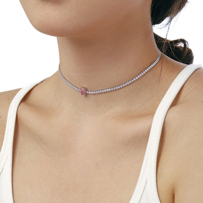 [Royal Jewelry]1.0 carat Unique Pear Cut Tennis Necklace