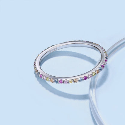 [Royal Jewelry]Ornate Colorful Round Cut Tennis Ring