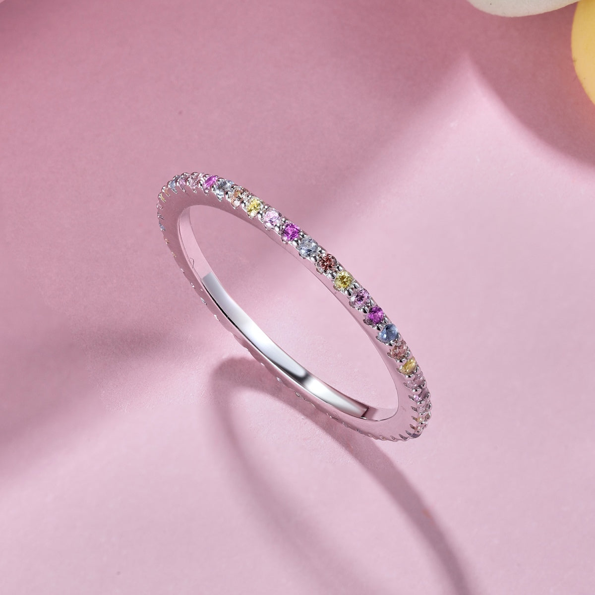 [Royal Jewelry]Ornate Colorful Round Cut Tennis Ring