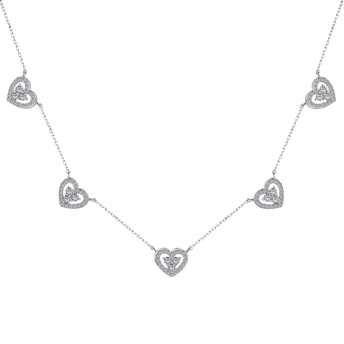 [Royal Jewelry]Sparkling Five Heart Necklace