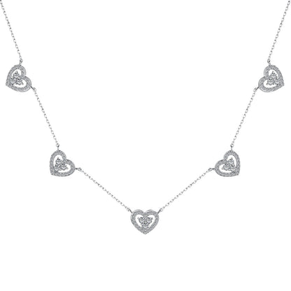 [Royal Jewelry]Sparkling Five Heart Necklace