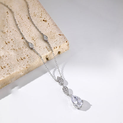 [Royal Jewelry]Dazzling Pear Cut Necklace