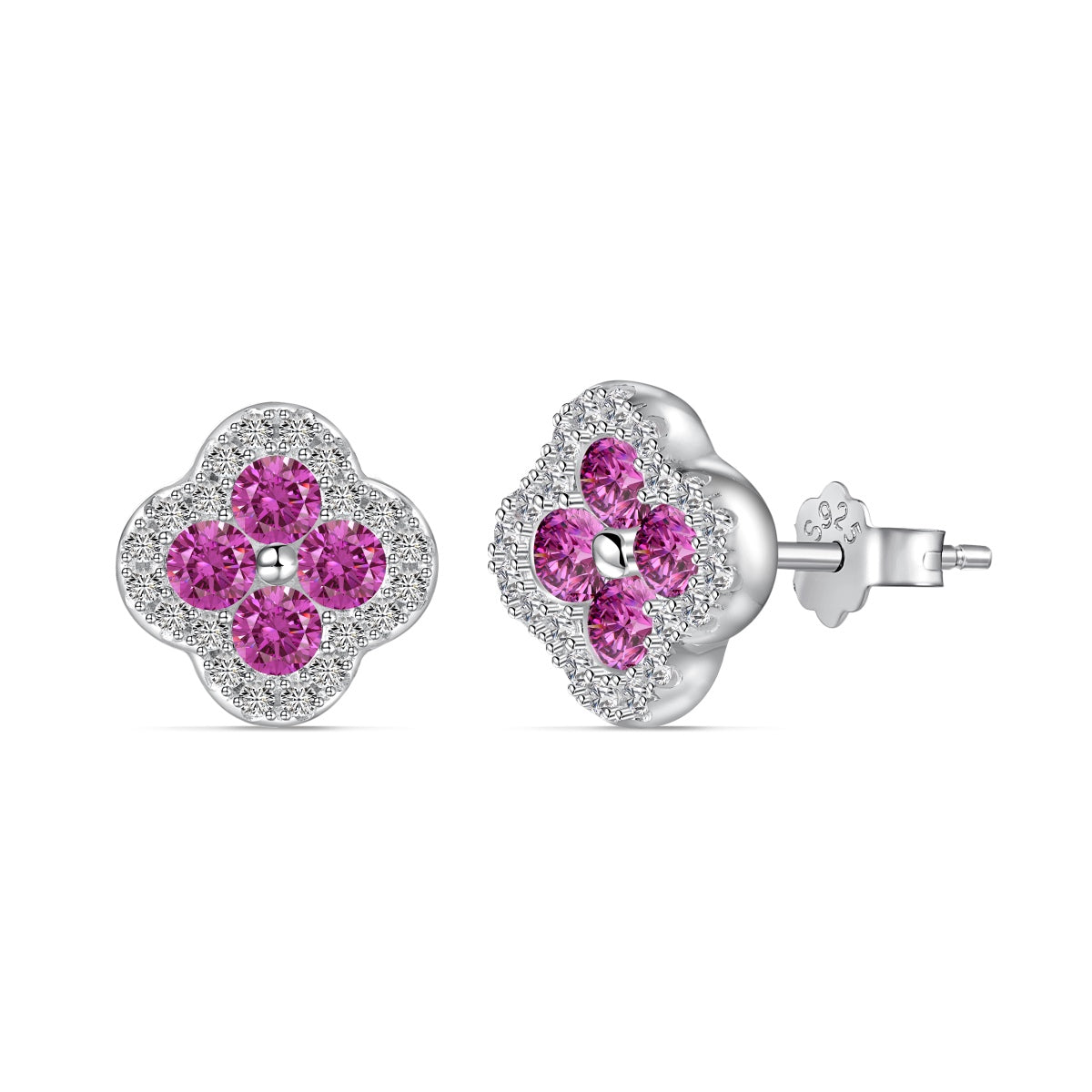 [Royal Jewelry]Four-Leaf Clover Flower Shaped Earrings