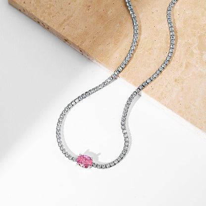 [Royal Jewelry]1.0 Carat Shining Oval Cut Necklace