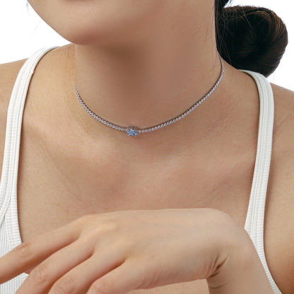 [Royal Jewelry]1.0 Carat Shining Oval Cut Necklace