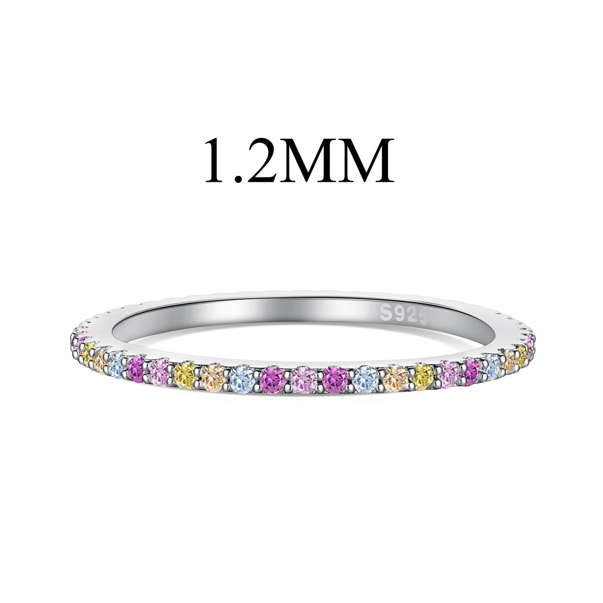 [Royal Jewelry]Ornate Colorful Round Cut Tennis Ring