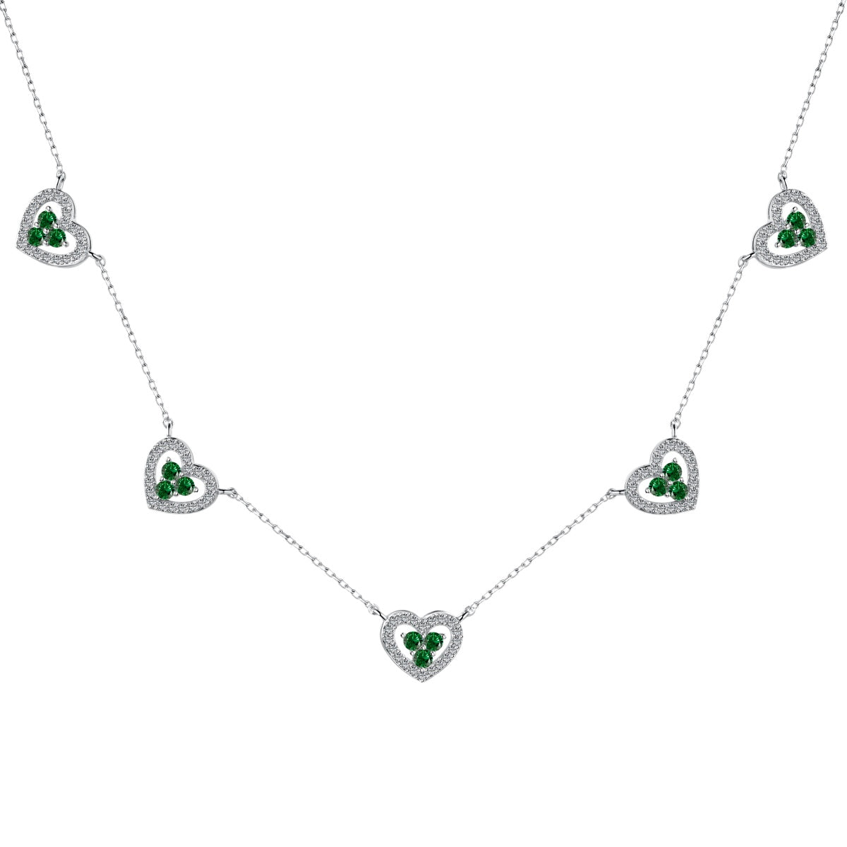 [Royal Jewelry]Sparkling Five Heart Necklace
