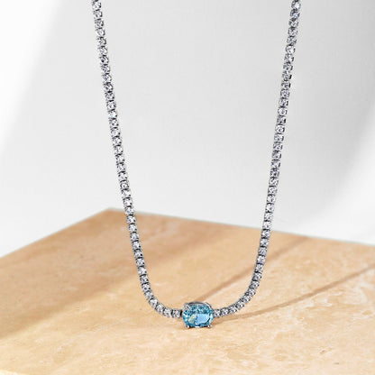 [Royal Jewelry]1.0 Carat Shining Oval Cut Necklace