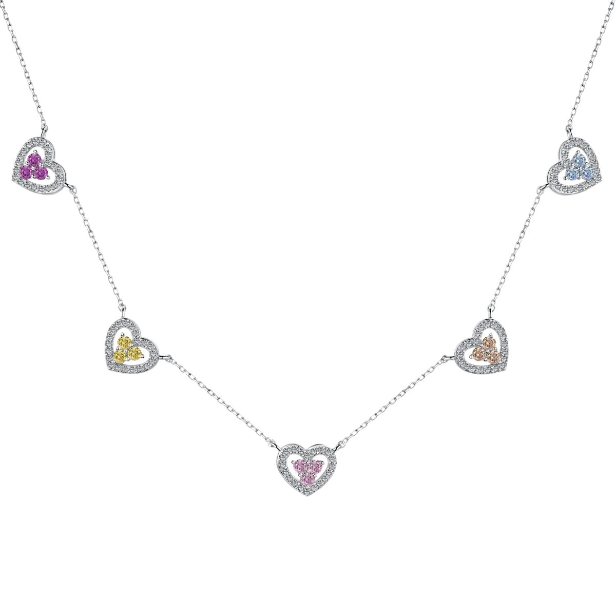 [Royal Jewelry]Sparkling Five Heart Necklace
