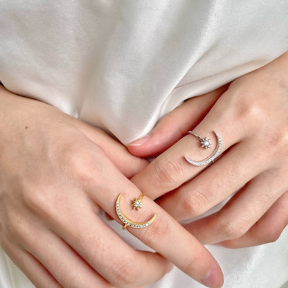 [Royal Jewelry]Eternity Moon & Star Ring