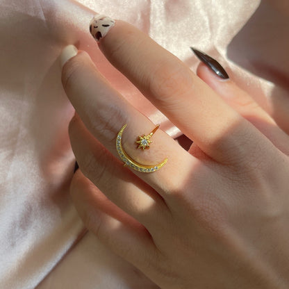 [Royal Jewelry]Eternity Moon & Star Ring