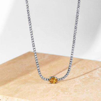 [Royal Jewelry]1.0 Carat Shining Oval Cut Necklace