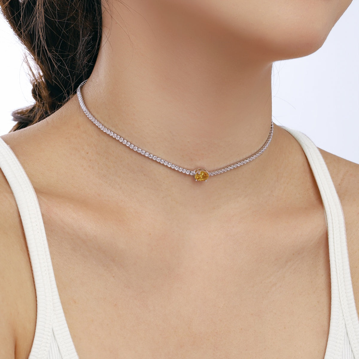 [Royal Jewelry]1.0 Carat Shining Oval Cut Necklace