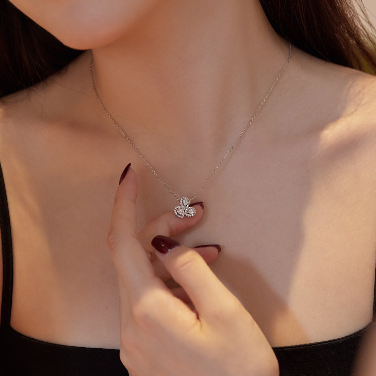 [Royal Jewelry]Elegant Flower Shape Pear Cut Necklace