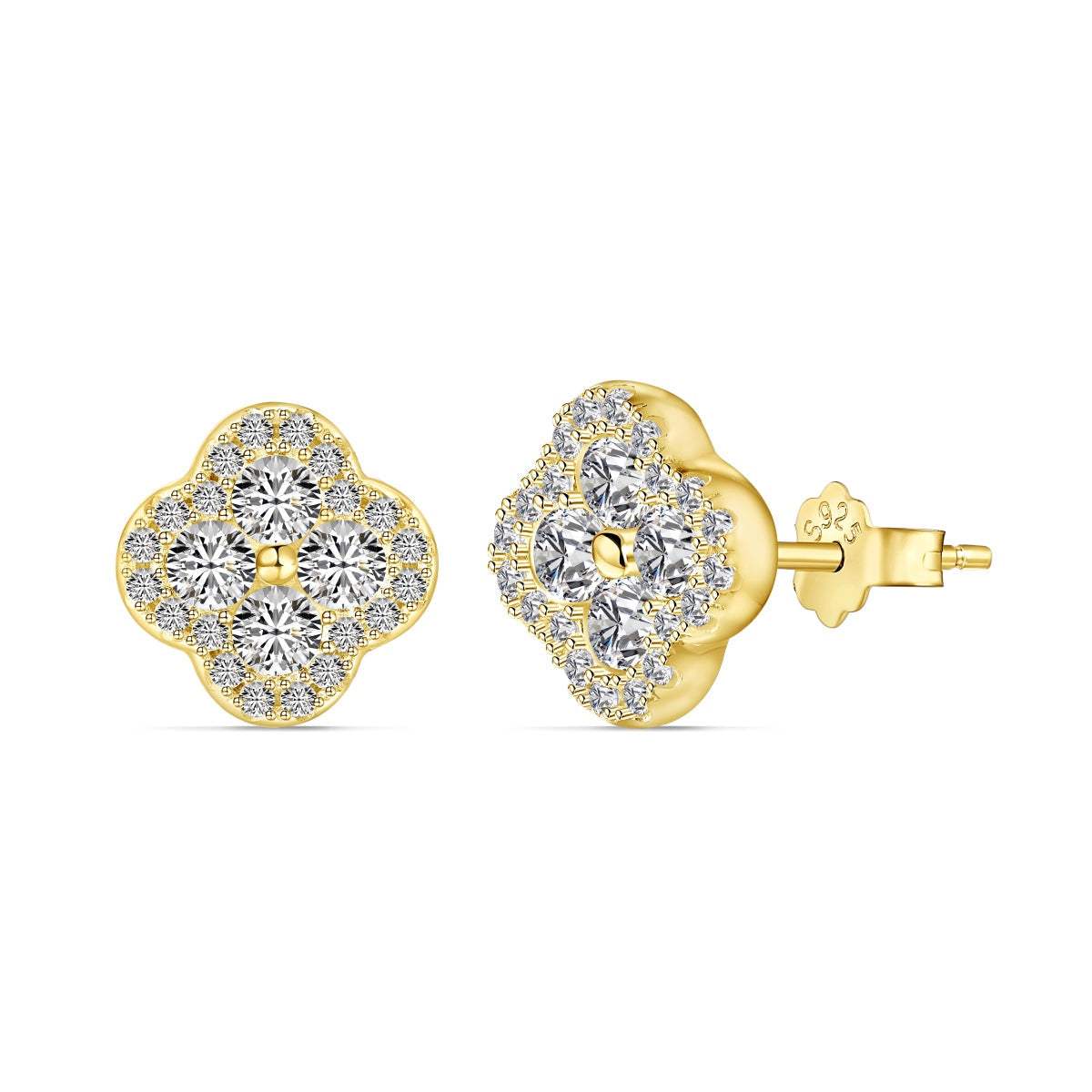 [Royal Jewelry]Four-Leaf Clover Flower Shaped Earrings
