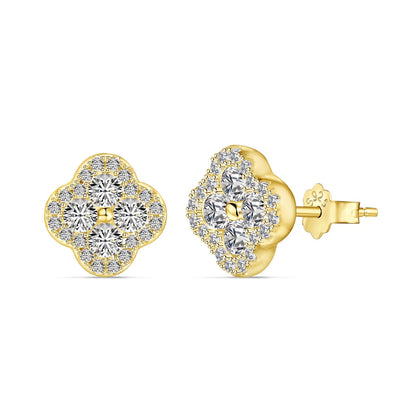 [Royal Jewelry]Four-Leaf Clover Flower Shaped Earrings