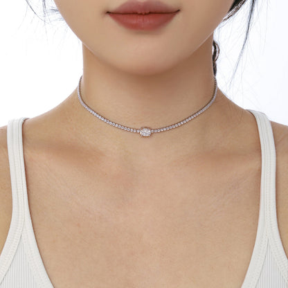 [Royal Jewelry]1.0 Carat Shining Oval Cut Necklace