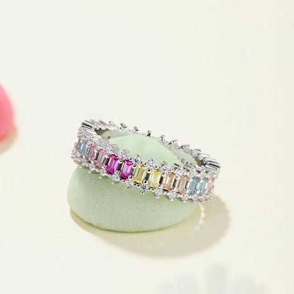 [Royal Jewelry]Splashy Ornate Emerald Cut Cocktail Ring