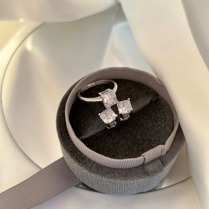 [Royal Jewelry]1.0 Carat Radiant Princess Cut Wedding Earrings