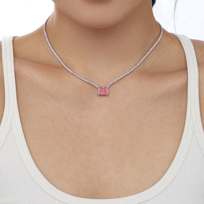 [Royal Jewelry]4.0 Carat Elegant Radiant Cut Necklace