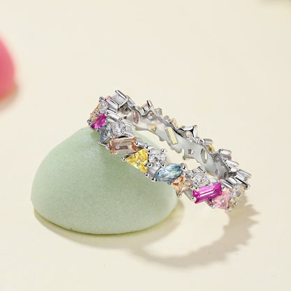 [Royal Jewelry]Dazzling Polychromatic Multi cut Daily Ring
