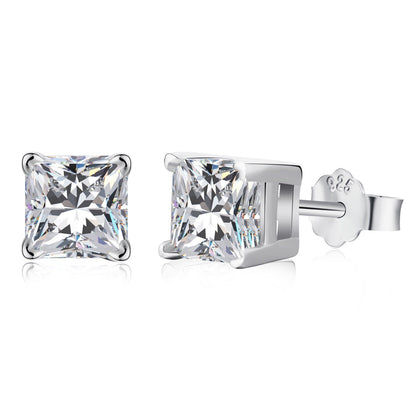 [Royal Jewelry]1.0 Carat Radiant Princess Cut Wedding Earrings