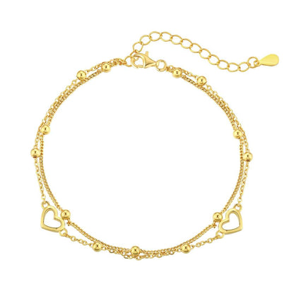 [Royal Jewelry]Dainty Double Layer Love Heart Bracelet