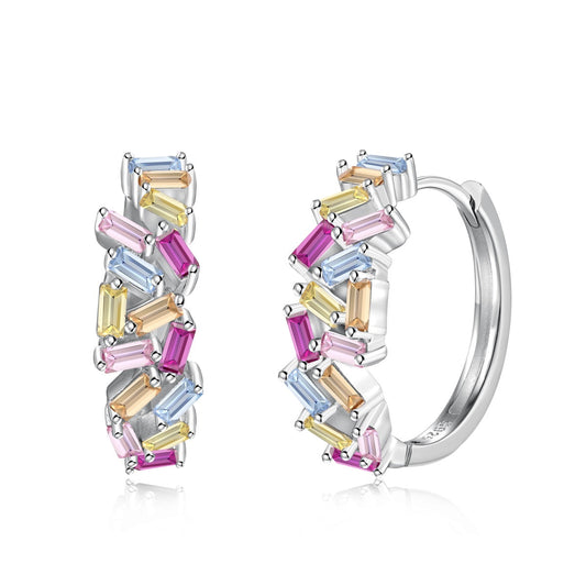 [Royal Jewelry]Dazzling Colorful Emerald Cut Daily Earrings